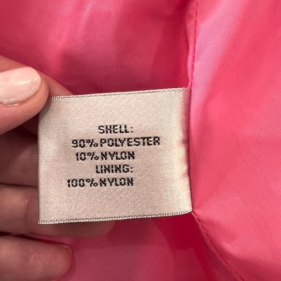 Rain Coat Pink Nylon Lightweight Button Front Pockets Collared Sz 10 Forecaster - Picture 8 of 8